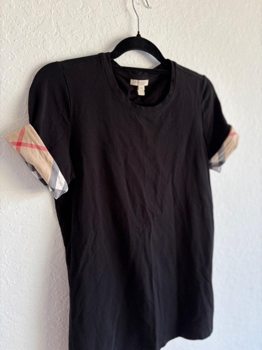 Burberry Black Logo T-Shirt Women’s SZ L Designer Luxury Cotton Tee Crew Neck - Picture 13 of 13